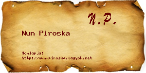 Nun Piroska névjegykártya